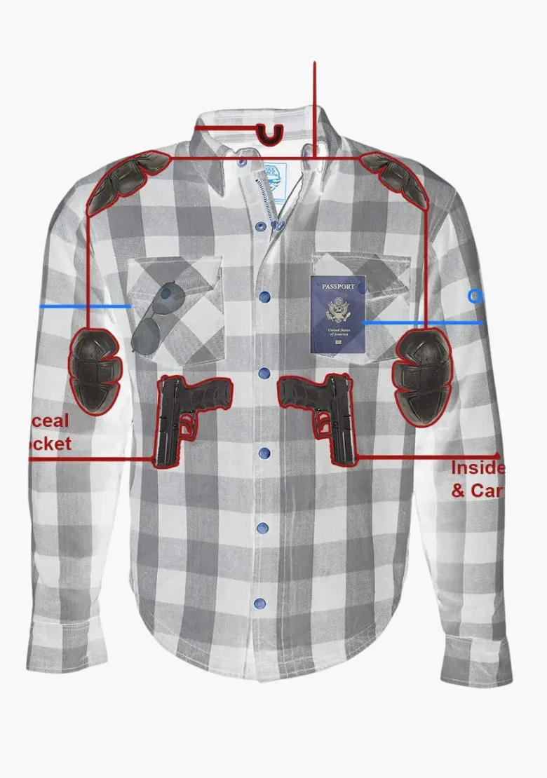 WCL Kevlar Lined Performance Motorcycle Riding Long Sleeve Flannel Shirt  W/T CE Level 1 armor - Green - Image 4